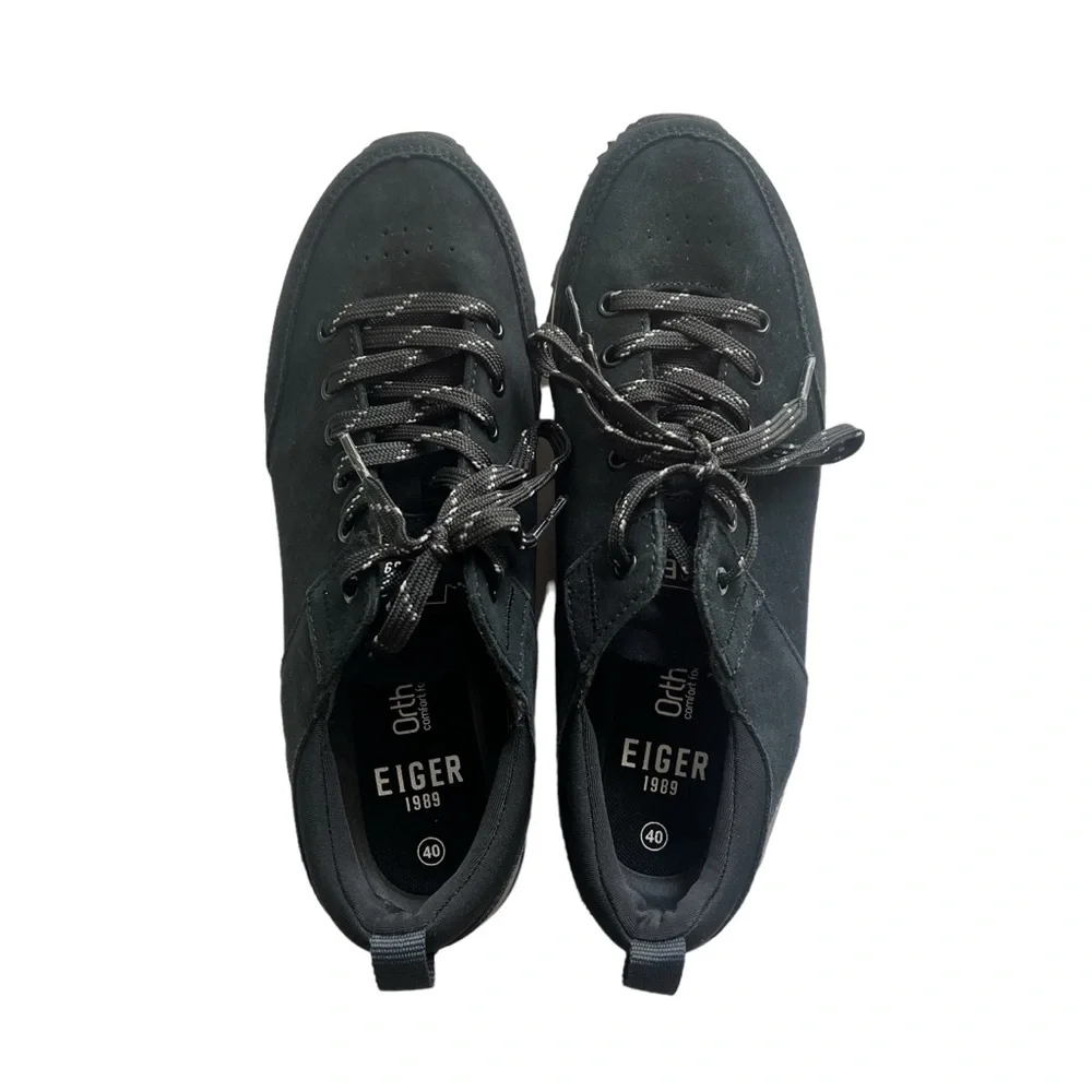 Eiger 1989 Black and Gray Suede Hiking Shoes Size 7 - Picture 2 of 5